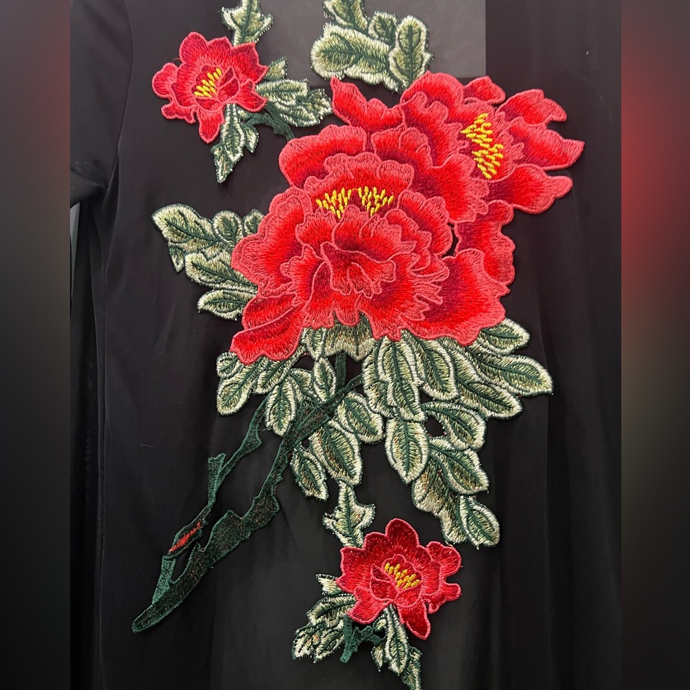 STYLE RACK SHEER Floral Embroidered (on Back) Maxi Open Front - Picture 3 of 3